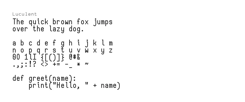 Sample text rendered in Luculent