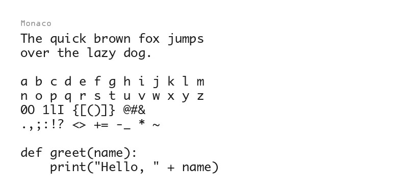 Sample text rendered in Monaco