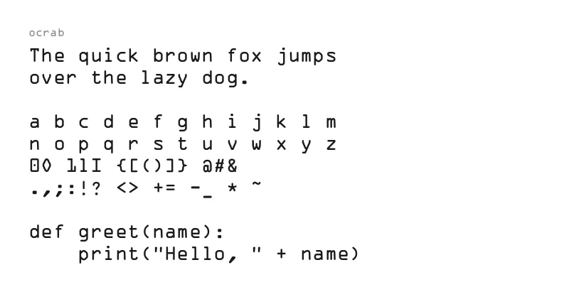 Sample text rendered in ocrab
