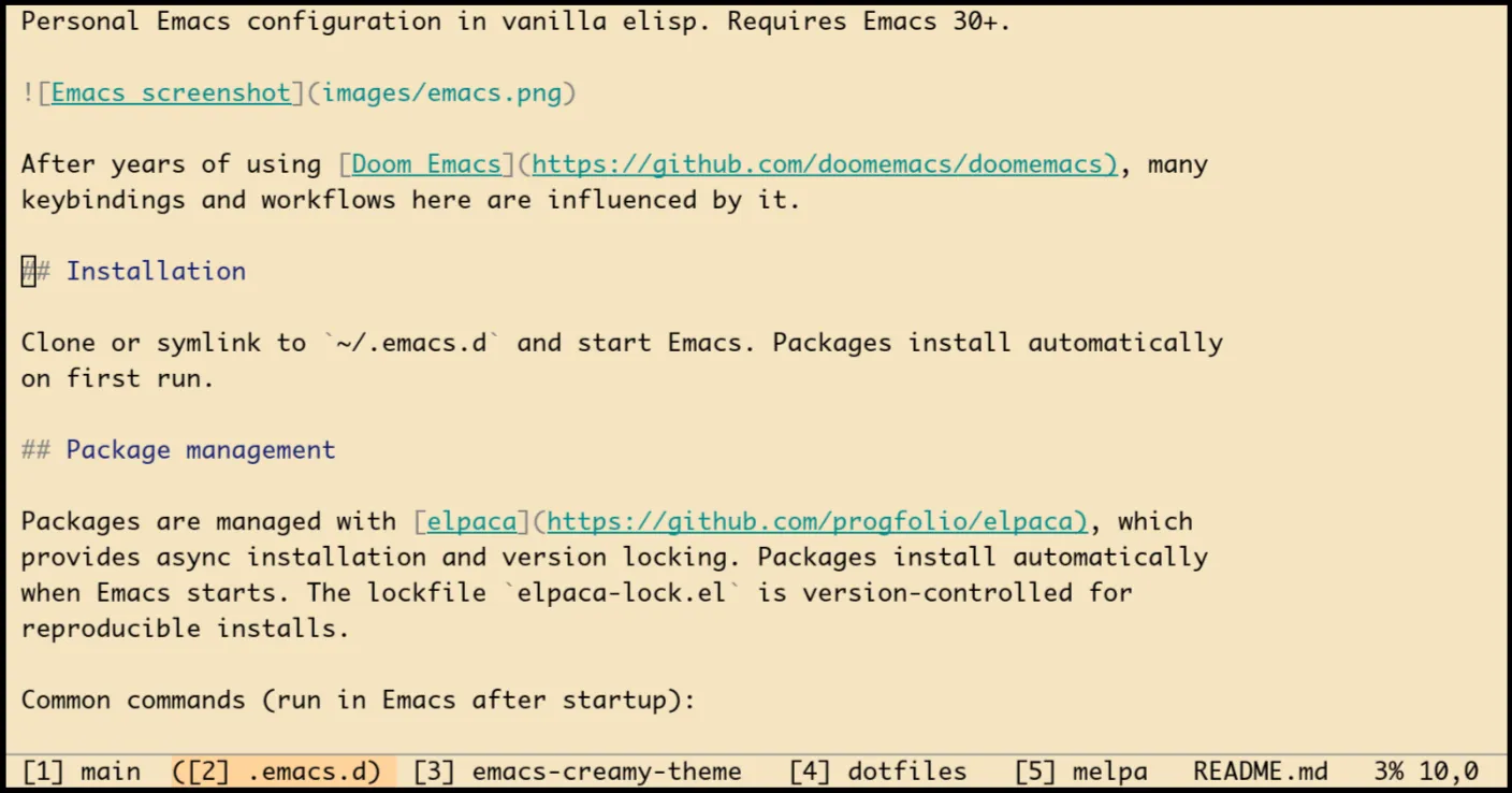 Workspace bar displayed in the echo area